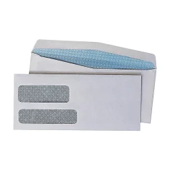 Quality Park Gummed Security Tinted #10 Double Window Envelopes, 4 1/8" x 9 1/2", White, 500/Box (24550)* Security Tinted