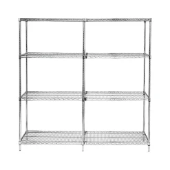 Outlet Quantum Storage Systems Wire Add-on Kit 4-Shelf Metal Unit, 72"W, Chrome (AD74-2472C) Shelving