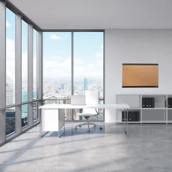 Clearance Cork Bulletin Board, Mahogany Finish and Aluminum Frame, 2'H x 3'W (ELANB2436A) Bulletin