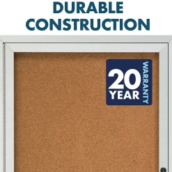 Hot Cork Enclosed Bulletin Board, Aluminum Frame, 3'H x 2'W (2363) Bulletin