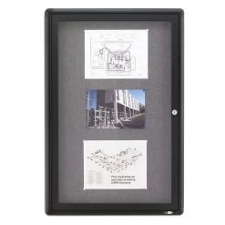 Outlet Fabric Enclosed Bulletin Board, Graphite Frame, 3'H x 2'W (2363L) Bulletin
