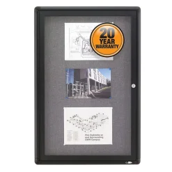 Outlet Fabric Enclosed Bulletin Board, Graphite Frame, 3'H x 2'W (2363L) Bulletin