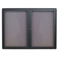 New Fabric Enclosed Bulletin Board, Graphite Frame, 3'H x 4'W (2364L) Bulletin