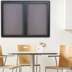 New Fabric Enclosed Bulletin Board, Graphite Frame, 3'H x 4'W (2364L) Bulletin