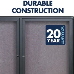 New Fabric Enclosed Bulletin Board, Graphite Frame, 3'H x 4'W (2364L) Bulletin