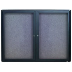 New Fabric Enclosed Bulletin Board, Graphite Frame, 3'H x 4'W (2364L) Bulletin
