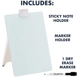 New Glass Dry-Erase Desktop Easel, White Surface, Frameless, 9
