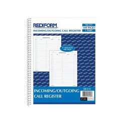 Rediform Incoming/Outgoing Call Register, 8.5" x 11", White, 100 Sheets/Pad (50111) New