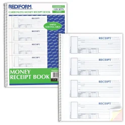 Clearance Money Receipt Book, 2 3/4" x 7", Carbonless, 120 Sets/Book (S16444WCL) Accounting & Record Journals