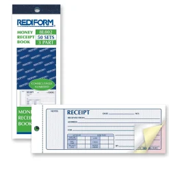 Money Receipts Collection Forms, Carbonless, 3 Parts, 2 3/4" x 7" (8L802) Accounting & Record Journals