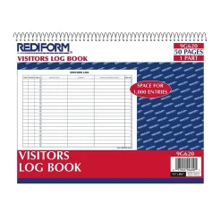 Outlet Visitors Log Book, 11" x 8.5", 50 Pages, Multicolor (9G620) Accounting & Record Journals