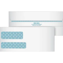 Quality Park Redi-Seal Envelope, Security, #9, Double Window, Contemporary, White, 250/Bx* Security Tinted