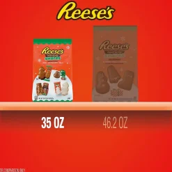 Chocolate<Reese's Assorted Flavored Peanut Butter Shapes Christmas Candy Bag, 35 oz (HEC95345)