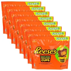 Chocolate<Reese's Crunchy Peanuts Miniature Cups Pouch, 9.6 oz, 8/Pack (220-02453)