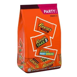 Chocolate<Reese's Milk Chocolate Peanut Butter Assortment Snack Size Candy, Individually Wrapped, 32.06 oz, Bulk Party Bag (3400093922)