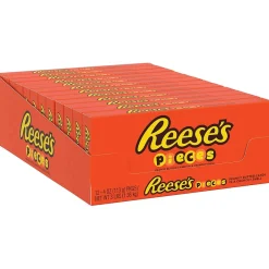 Chocolate<Reese's Pieces Peanut Butter Milk Chocolate Pieces, 4 oz., 12/Carton (HEC11470)
