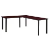 Online Kee 72" L-Desk with 42" Return, Mahogany/Black (ML722442MHBPBK) L-Desks