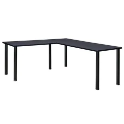 Clearance Kee 72" L-Desk with 42" Return, Grey/Black L-Desks