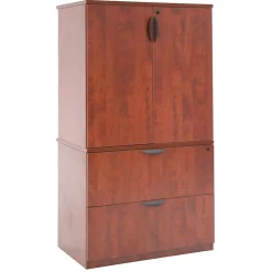 Legacy Lateral File with Stackable Storage Cabinet- Cherry Storage Cabinets