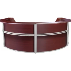 Hot Marque 142"W Curved Reception Desk Workstation, (77294MH) Office Desks
