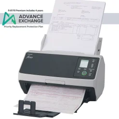 Portable Scanners<Ricoh FI-8170 CG01000-303101 Document Scanner with 3 Additional Years of Advance Exchange Service, Black/White