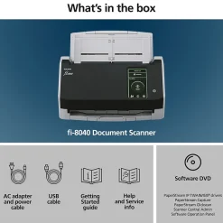 Portable Scanners<Ricoh fi-8040 Duplex Document Scanner, Black/Gray (PA03836-B005)