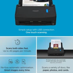 Portable Scanners<Ricoh ScanSnap IX1400 PA03820-B235 Duplex Document Scanner, Black