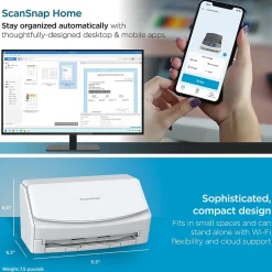 Portable Scanners<Ricoh ScanSnap IX1600 PA03770-B615 Wireless Duplex Document Scanner, White