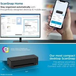 Portable Scanners<Ricoh ScanSnap IX1300 Wireless Duplex Document Scanner, Black (PA03805-B105)