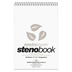 Roaring Spring Paper Products Roaring Spring Enviroshades Steno Notebook, 6" x 9", 80 Sheets/Pad, Gregg Ruled, Recycled Gray Paper, 4 Books/Pk (12274) New