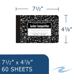 Roaring Spring Paper Products 1-Subject Composition Notebooks, 7.5" x 4.875", Wide Ruled, 60 Sheets, Black (77122) Online