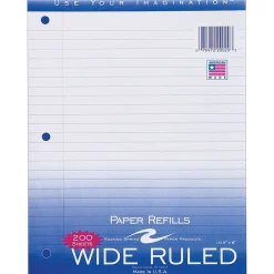 Roaring Spring Paper Products Wide Ruled Filler Paper, 8" x 10.5", 3-Hole Punched, 200 Sheets/Pack (20020) Discount