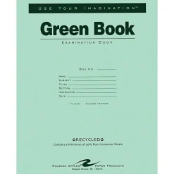 Roaring Spring Paper Products Exam Notebooks, 8.5" x 11", Wide Ruled, 8 Sheets, Green (77509)