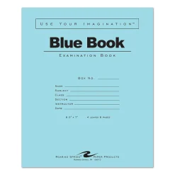 Roaring Spring Paper Products 1-Subject Exam Notebooks, 7" x 8.5", Wide Ruled, 4 Sheets, Blue (ROA77510) Hot