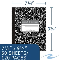 Roaring Spring Paper Products 1-Subject Composition Notebooks, 8" x 10", Wide Ruled, 60 Sheets, Black (77505) Discount