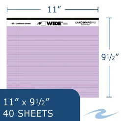 Roaring Spring Paper Products Roaring Spring WIDE Landscape Notepad, College Ruled, 11" x 9.5", Assorted Colors, 40 Sheets, 3/Pack (74535) Hot