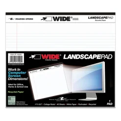 Roaring Spring Paper Products Roaring Spring WIDE Landscape Format Writing Pad, College Ruled, 11 x 9 1/2, White, 40 Sheets Clearance