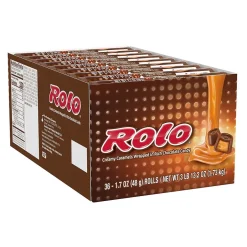 Chocolate<Rolo Milk Chocolate Caramels Candy Rolls, 1.7 oz., 36/Box (HEC24400)