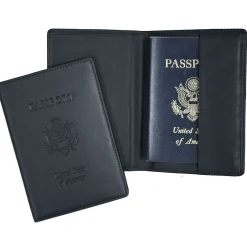 Royce Leather Debossed Passport Holder, Blue (204-BLUE-5)