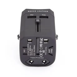 Royce Leather International Travel Power Adapter, Black (881-BL-PL)