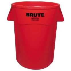 Rubbermaid ® Commercial Brute Vented Trash Receptacle, Round, 44 gal, Red (FG264360RED)