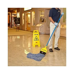 Social Distance Signage<Rubbermaid Commercial Products Safety Awareness Floor Sign, Yellow (FG611200YEL)