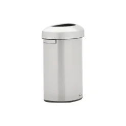 Rubbermaid Refine Stainless Steel Indoor Trash Can with Open Lid, 16 Gallon, Silver (2147550)
