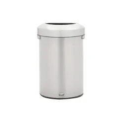 Rubbermaid Refine Stainless Steel Indoor Trash Can with Open Lid, 16 Gallon, Silver (2147550)
