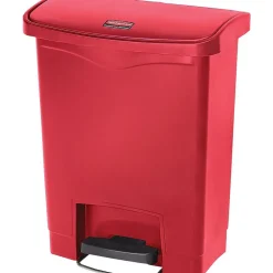Rubbermaid Slim Jim Resin Front Step-On Trash Can, 8 Gallons, Red (1883564)