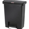 Rubbermaid Slim Jim Resin Front Step-On Trash Can, 8 Gallon, Black