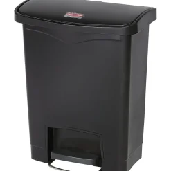 Rubbermaid Slim Jim Resin Front Step-On Trash Can, 8 Gallon, Black