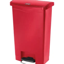 Rubbermaid Slim Jim Resin Front Step-On Trash Can, 13 Gallons, Red (1883566)
