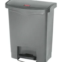 Rubbermaid Slim Jim Resin Front Step-On Trash Can, 8 Gallon, Gray