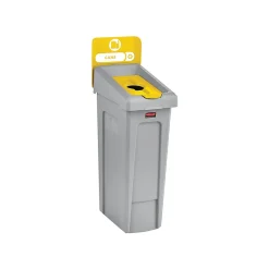 Rubbermaid Slim Jim Single-Stream Recycling Station, 23 Gallon, Gray/Yellow (2185052)